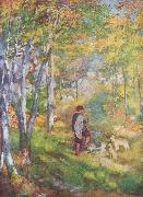 Pierre-Auguste Renoir Jules le Coeur et ses chiens dans la foret de Fontainebleau Sweden oil painting artist